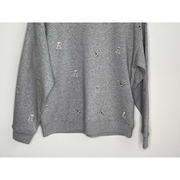 Rails Champagne Embroidery Long Sleeve Varsity Sweatshirt Gray Women's Small - Picture 4 of 14